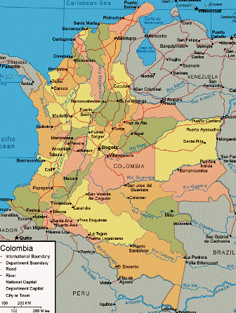Coumbia south america map