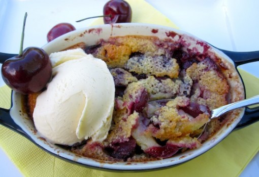 Cherry Clafoutis with Ice cream