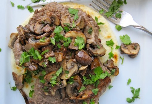 Arepa with mushrooms