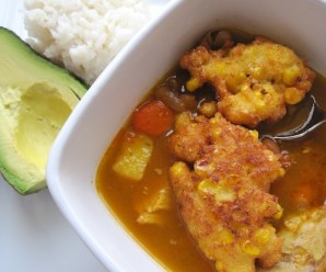 Bean Soup with Corn Fritters