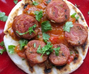 Arepa con Chorizo y Hogao
