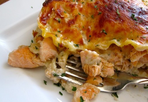 shrimp and salmon lasagna