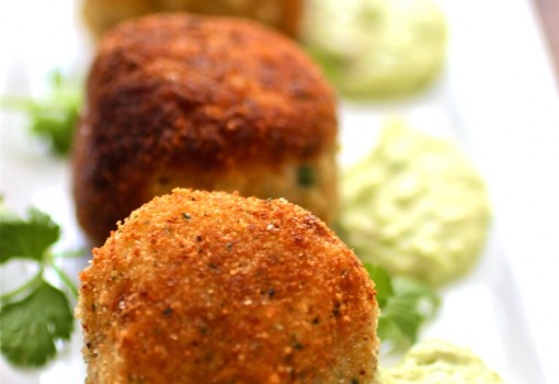 Chorizo, Cheese and Potato Croquettes with Avocado Aioli