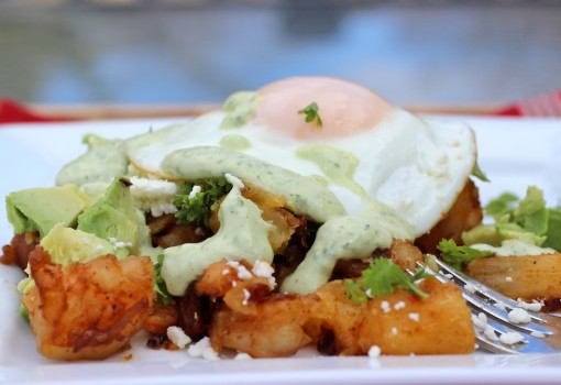 Shrimp, Chorizo and Yuca Hash