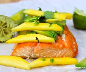 Baked Salmon with Mango and Avocado