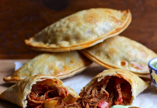 Ropa Vieja and Ripe Plantain Empanadas with Avocado Sauce |mycolombianrecipes.com