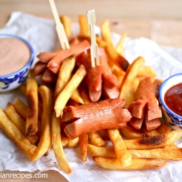 Salchipapas (Potato Fries and Hot Dogs) |mycolombianrecipes.com