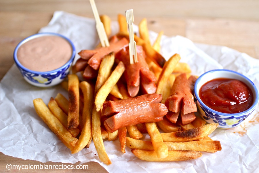 Salchipapas (Potato Fries and Hot Dogs) - My Colombian Recipes