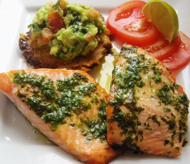 Salmon con salsa de cilantro