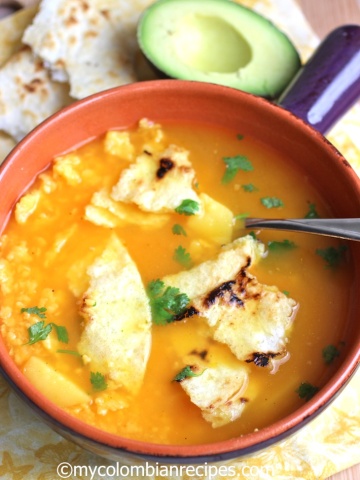 Sopa de Arepa (Corn Cake Soup) |mycolombianrecipes.com