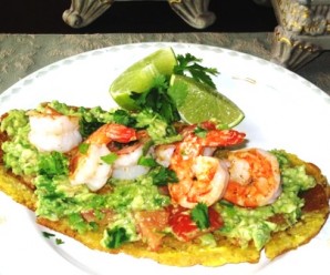 Tostada De Platano Con Camarones