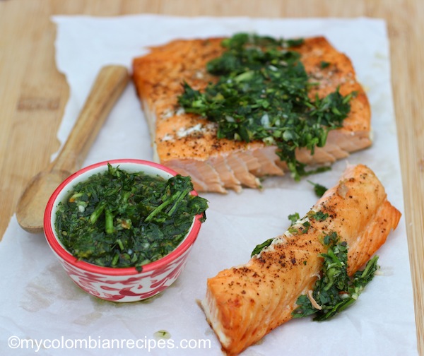 Salmon with chimichurri sauce