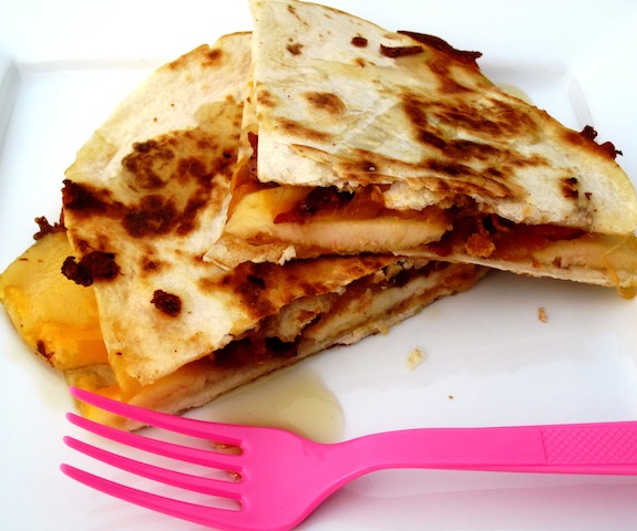 Apple-bacon and cheddar Quesadilla