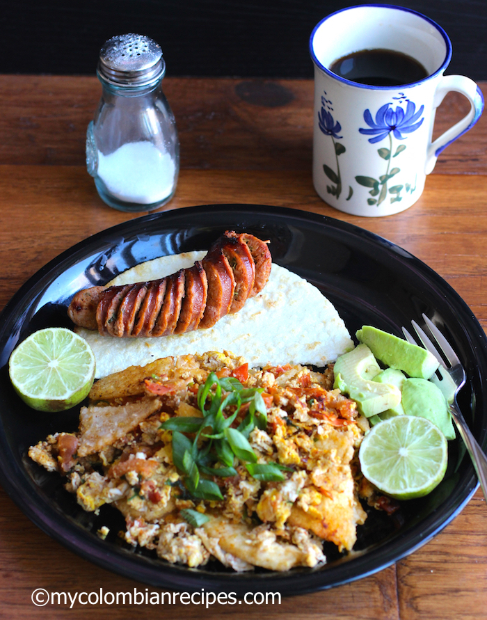 Migas de Arepa (Corn Cake Migas) |mycolombianrecipes.com