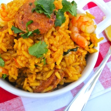 Arroz con Chorizo y Camarones