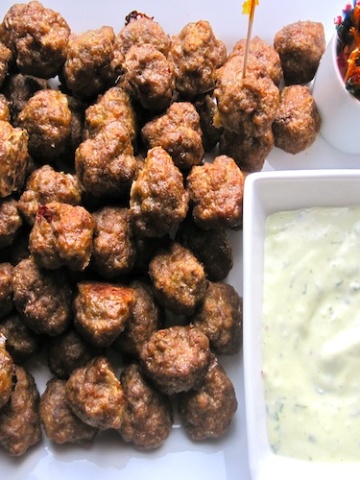 Mini Meatballs with Basil-Garlic Sauce