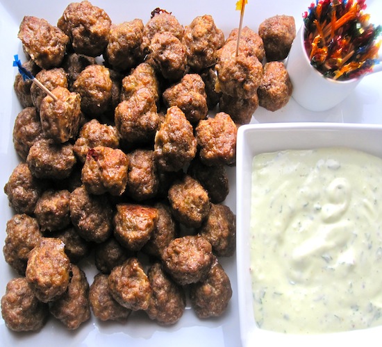 Mini Meatballs with Basil-Garlic Sauce