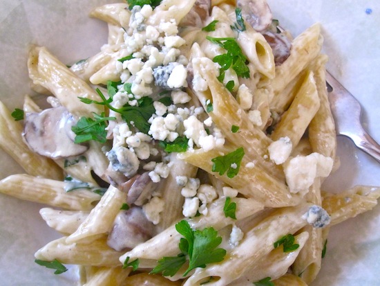 Pasta with Mushrooms and Blue Cheese