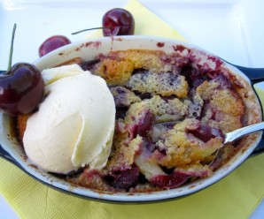 Cherry Clafoutis with Ice cream
