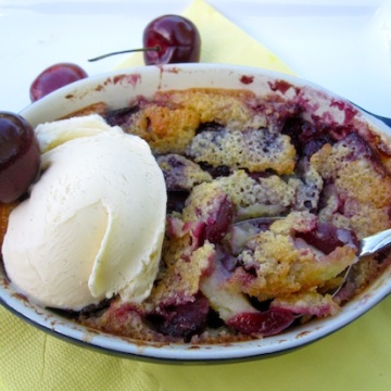 Cherry Clafoutis with Ice cream