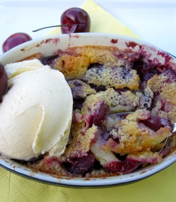 Cherry Clafoutis with Ice cream