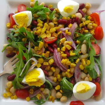 Arugula,Egg and Corn salad