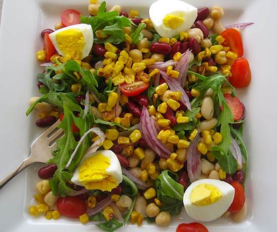 Arugula,Egg and Corn salad