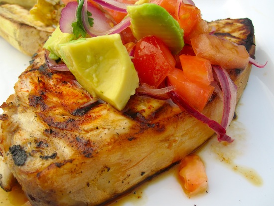 Swordfish with avocado Salsa