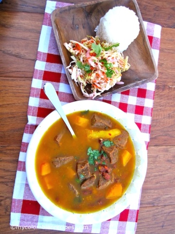 Red Bean Soup with Beef and Pumpkin |mycolombianrecipes.com