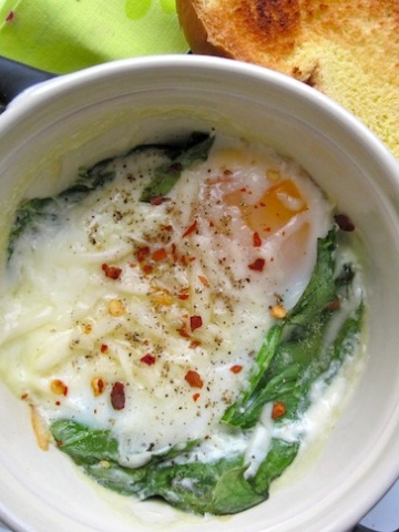 Baked eggs with Spinach
