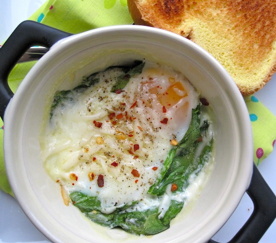 Baked eggs with Spinach