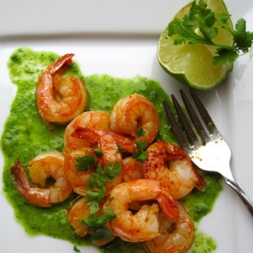 Shrimp with Cilantro-Parsley sauce