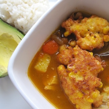 Bean Soup with Corn Fritters