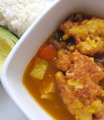 Bean Soup with Corn Fritters