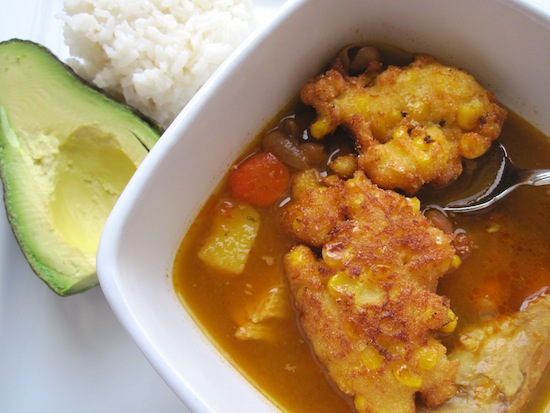 Bean Soup with Corn Fritters