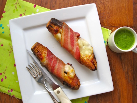 Plantains with bacon and Cheese