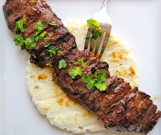 Arepa con Carne Asada-Colombia