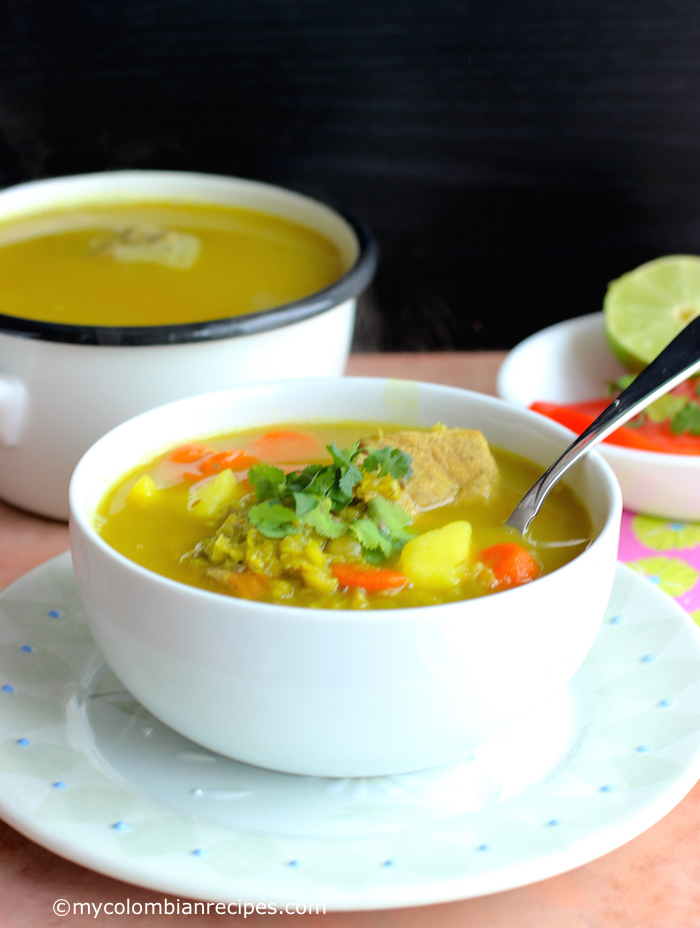 Split Pea and Pork Soup (Sopa de Alverjita)|mycolombianrecipes.com