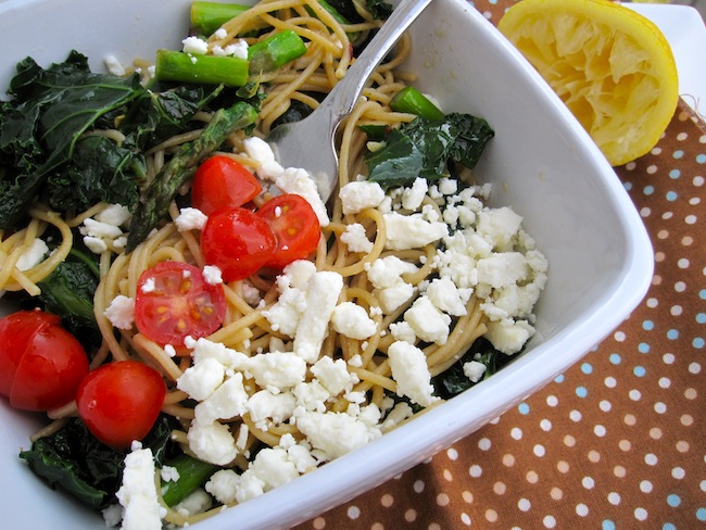 Whole Grain Pasta with Kale, Asparagus and Lime