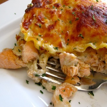 shrimp and salmon lasagna