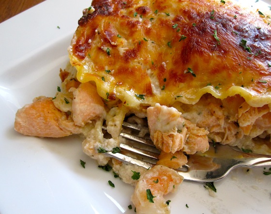 shrimp and salmon lasagna