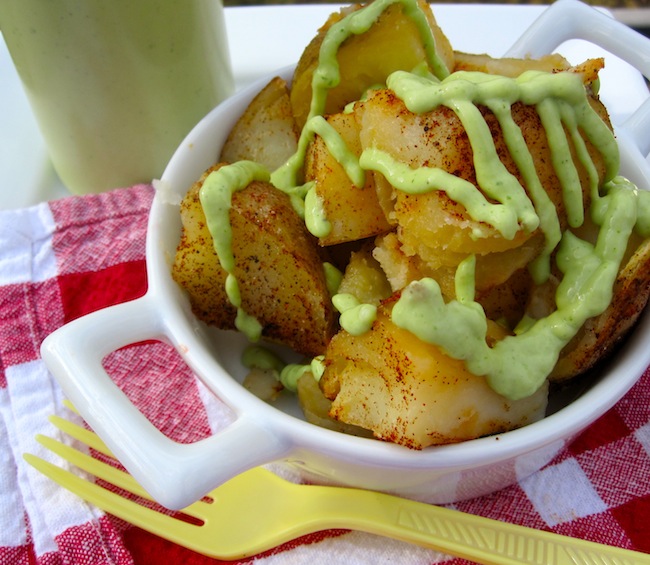 Potatoes with avocado sauce