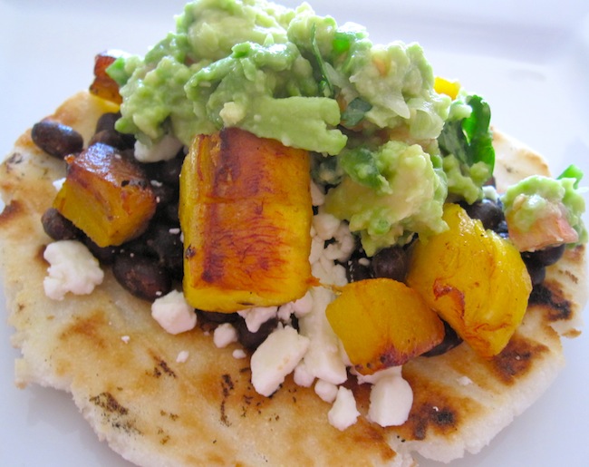 Arepa w plantain and black beans