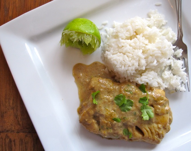 Bacalao con Salsa de Coco y Choclo (Cod Fish with Coconut-Corn Sauce)