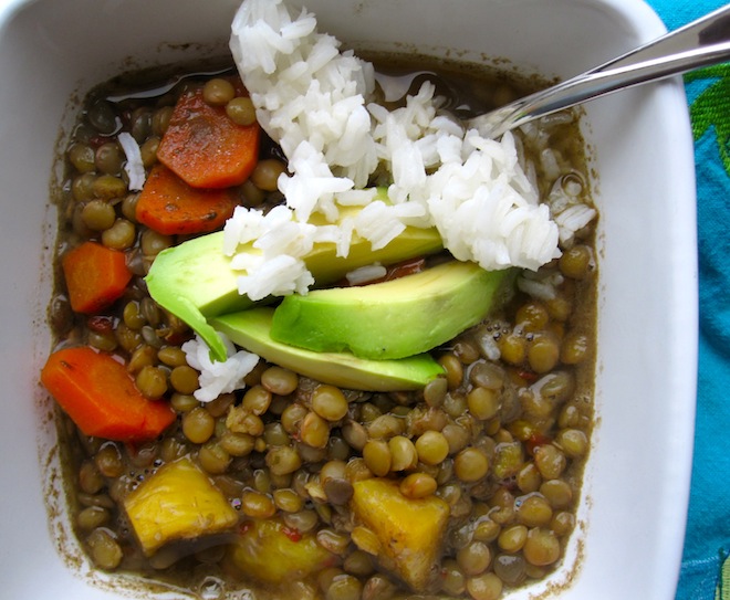 Lentil and Ripe plantain Stew