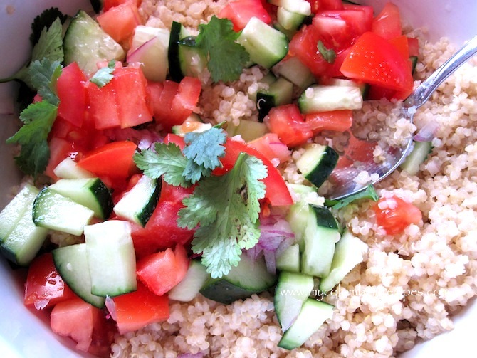 Quinoa salad with Avocado, Tomato and Cucumber