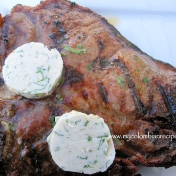 Grilled Steak with Cilantro, Scallion and Cumin Butter