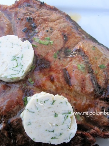 Grilled Steak with Cilantro, Scallion and Cumin Butter