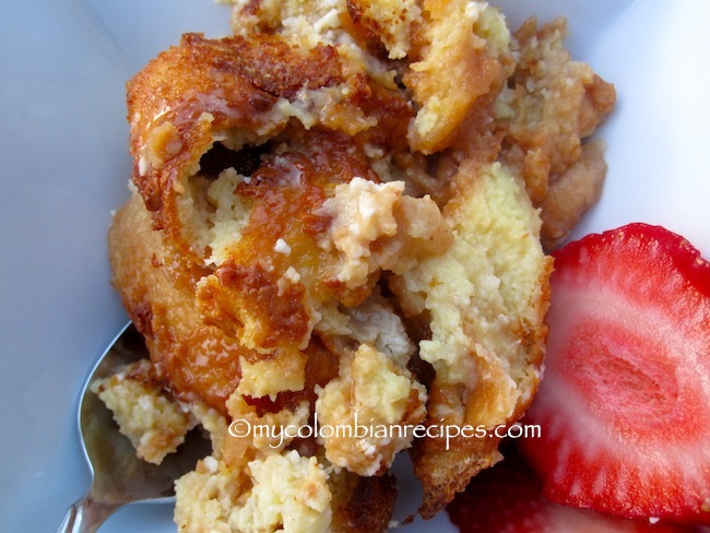 Cream Cheese and Dulce de Leche Bread Pudding