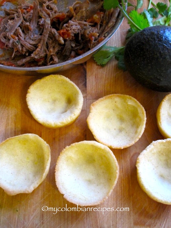 Arepa Bites with Shredded Beef and Avocado